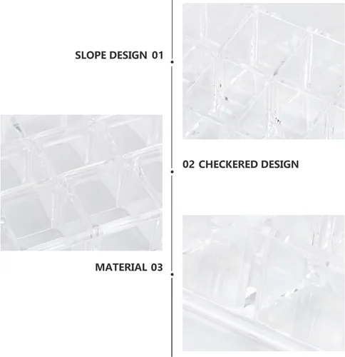 Vista 7 de SHERCHPRY Acrylic Lipstick Organizer Box 24-Grid 3X8 Multigrid Makeup Holder Cosmetic Storage Case Desktop Display Rack for Lipstick and Nail Polish