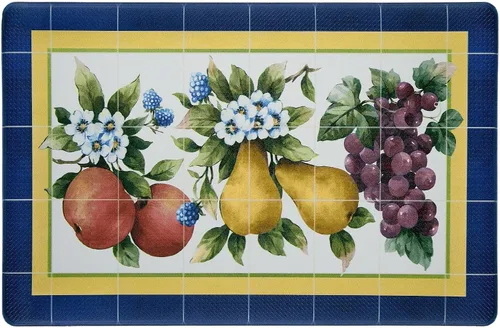 Tapete Antifatiga de Confort para Piso - 18 x 30 Pulgadas (Azulejos Frutales) - Alfombra Impermeable Antideslizante - Tapete Acolchado Fácil de