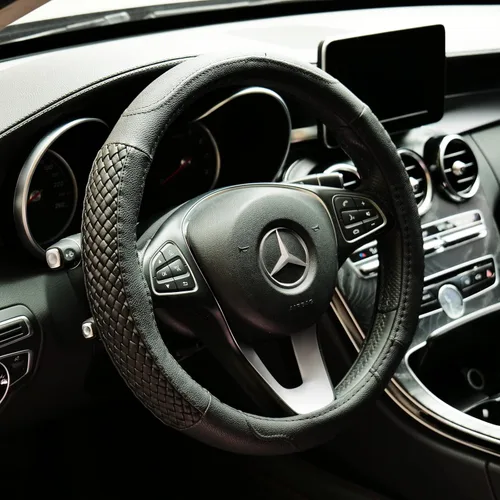 Vista 5 de Moyishi Funda de cuero superior para volante, ajuste universal, suave y transpirable, color negro