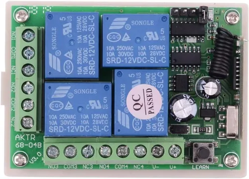 Vista 3 de Interruptor de control remoto DC 12V 4 canales universal 433Mhz Control remoto interruptor momentáneo para control inalámbrico y más