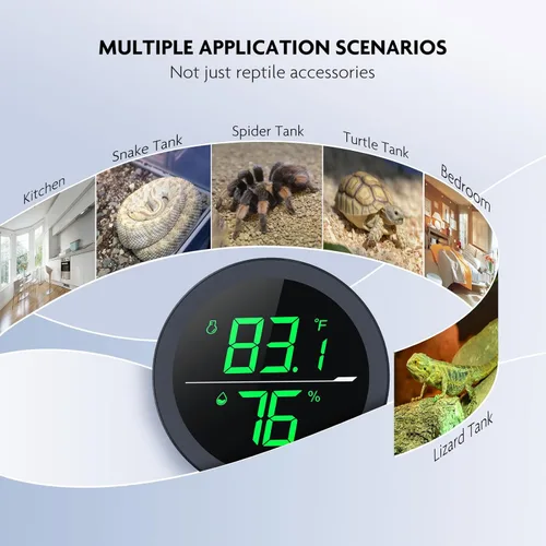 Vista 6 de PAIZOO Termómetro digital LED para reptiles y medidor de humedad Higrómetro para accesorios de tanque de serpientes - Fuente de alimentación USB