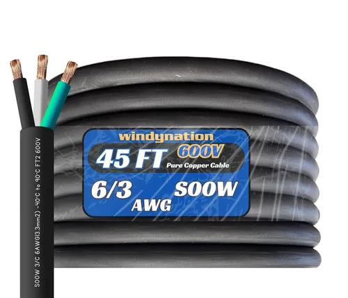 Vista 14 de WindyNation Cable de cable SOOW SO de 5 pies 6/3 6 AWG - Cable de extensión de alimentación portátil de 600 V calibre 6 600 V para cargadores