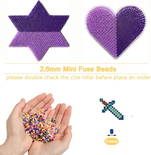 Vista 5 de ZLLBTMO 39000 Pcs Fuse Beads Kit for Craft Making 72 Colors 2.6mm Mini Small Iron Beads Set for Aduld, with Box, 4 Pegboards, 1 Drawing, 1 Tweezers