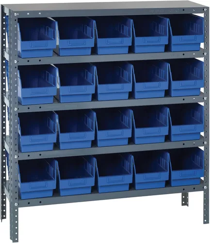 Vista 83 de Quantum QSBU-245BK Heavy Duty Shelving Unit with (7) Shelves and (24) QUS245 Black Bins for Garage Warehouse Storage Distribution 400 lb Load
