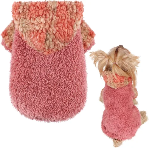 Vista 17 de Suéter para perro pequeño macho con capucha de forro polar de invierno, ropa cálida para cachorros, Chihuahua Teacup Yorkie, suave y elástico