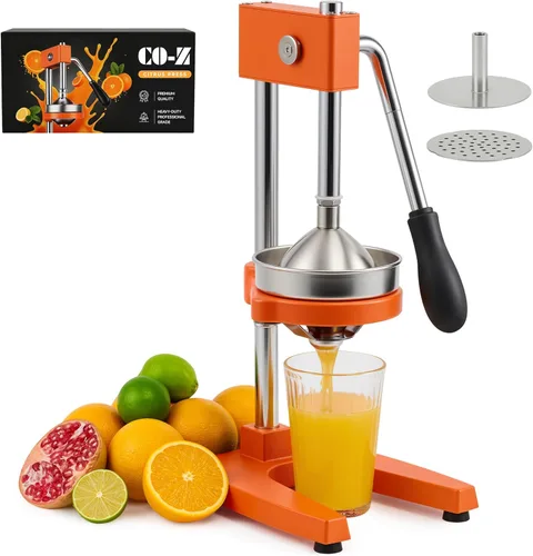 Vista 2 de CO-Z Exprimidor Manual de Cítricos, Exprimidor Manual de Servicio Pesado con Placas de Presión Cónicas y Planas, Exprimidor Profesional de Limón