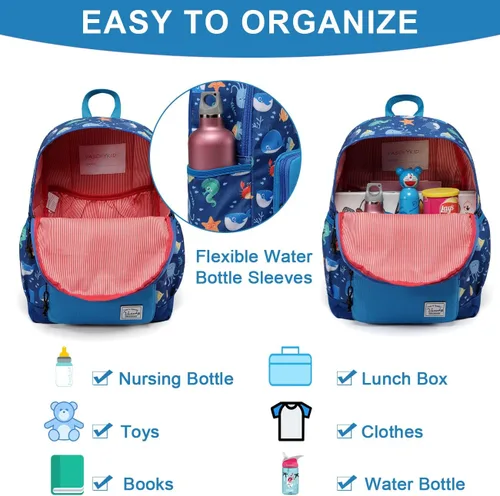 Vista 3 de VASCHY - Mochila preescolar para niños y niñas, liviana, resistente al agua, con correa en el pecho