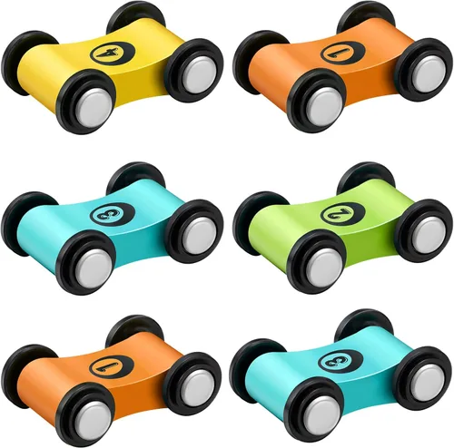 6 piezas de madera Mini coche de madera rampa de coche de carreras, juguete de carrera, rampa de coche, juguete de repuesto de vehículo de carrera