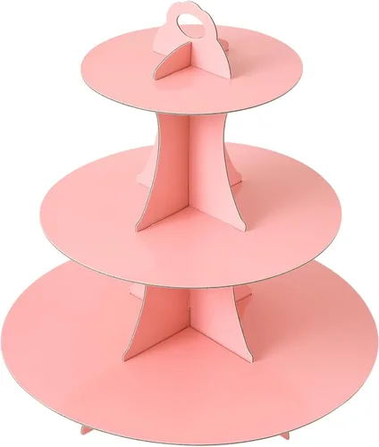Vista 11 de Soleebee Soporte redondo de 3 niveles para cupcakes, torre de cartón para cupcakes, torre de postre para decoración de cumpleaños, bodas, fiestas, 1