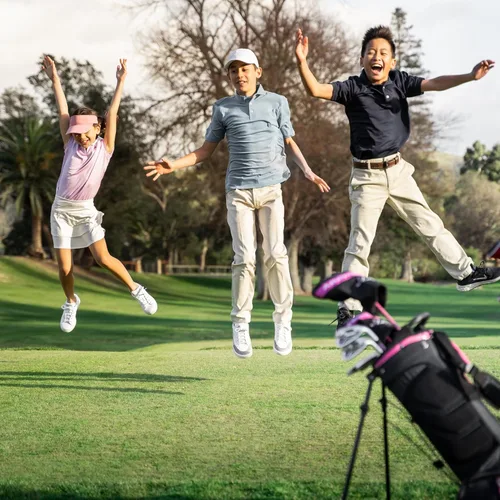 Vista 7 de Juego de palos de golf junior para niños Precise XD-J – Juego de golf junior para niños y niñas con ejes de grafito ligeros, híbrido, putter y bolsa