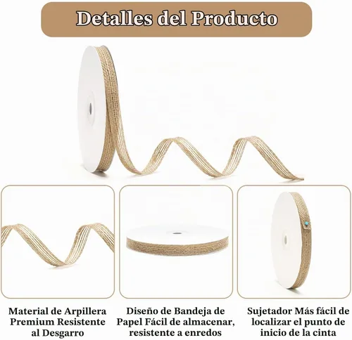 Vista 3 de joycraft Cinta de arpillera - 3/8 pulgadas x 20 yardas de yute natural Marrón