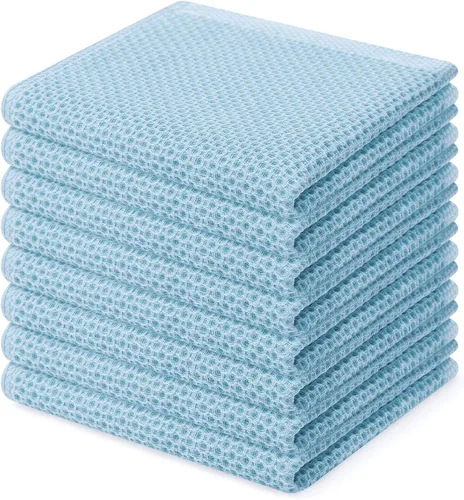 Vista 173 de Homaxy Paños de cocina de 100% algodón con tejido de gofre, ultra suaves, absorbentes, de secado rápido, 12 x 12 pulgadas, paquete de 6, amarillo