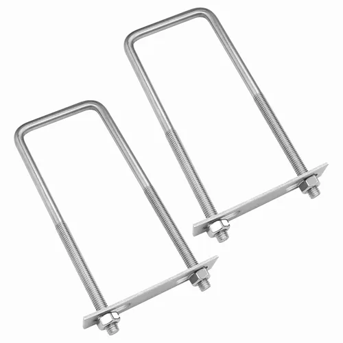 Vista 8 de 2 juegos de pernos en U cuadrados de acero inoxidable 304 de 0.98 pulgadas de ancho interior, 2.95 pulgadas de longitud inoxidable M8 con tuercas