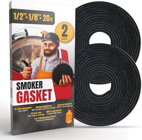 Vista 10 de Junta para Big Green Egg S-M - 2 paquetes x 5 pies de junta de sellado para ahumador - Junta BGE de fieltro de 3/4" x 1/8" - Compatible con Big