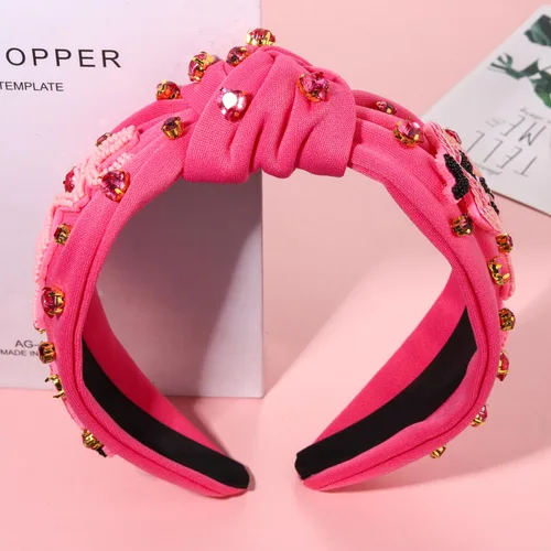 Vista 3 de Diademas de corazón para el día de San Valentín para mujer, accesorios para el día de San Valentín, diadema anudada con corazón con cuentas