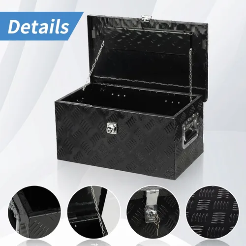 Vista 6 de 30" caja de herramientas de aluminio negro Camper W/Lock Pickup Truck Bed ATV Trailer Storage