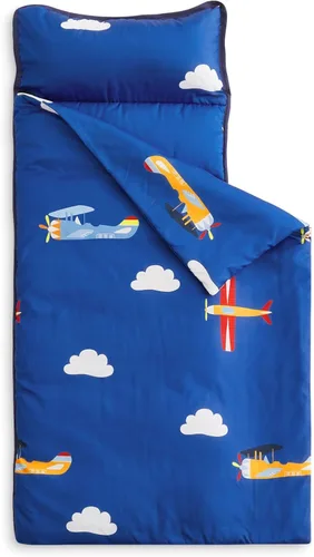 Wake In Cloud - Toddler Nap Mat with Pillow and Blanket, for Kids Boys Ages 3 Plus in Kindergarten Daycare Preschool, Roll Up Sleeping Bag, Colorful