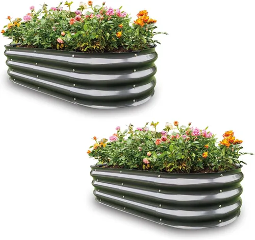 Vista 42 de GARDMAX 2x2x1FT Galvanized Round Raised Garden Bed Kit, Metal Planter Boxes Outdoor with Easy Assembly, Large Garden Bed for Vegetables, Fruits