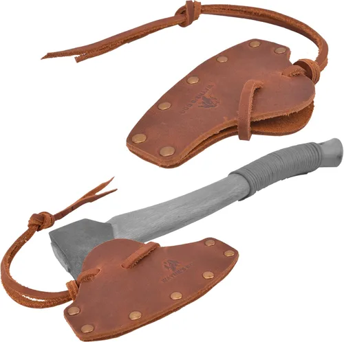 Vista 12 de Funda de cuero duradera para hacha, cubierta de cabeza de hacha, protector de hoja de hacha, herramienta de camping