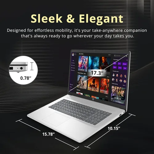 Vista 8 de HP 17.3" HD+ Touchscreen Laptop, AMD Ryzen 5 7430U, 8GB DDR4 RAM, 1.5TB Storage (512GB SSD+1TB Docking Station Set), AMD Radeon Graphics, Full