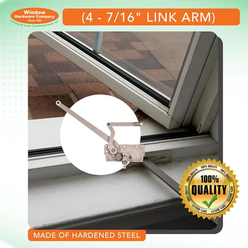 Vista 2 de EntryGard - Manivela de ventana de 4-7/16 pulgadas 20810 Serie Nº 15 de doble brazo Reemplazo de manivela de ventana E-Gard, mano izquierda