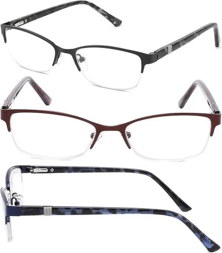Vista 8 de CRGATV 3-Pack Reading Glasses for Women Blue Light Blocking Metal Half Frame Computer Readers Anti UV/Eye Strain/Glare