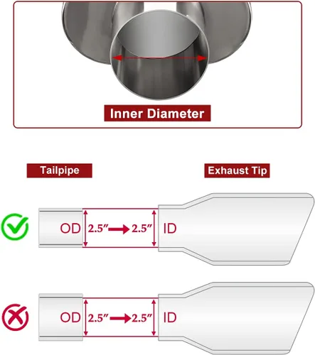 Vista 3 de Upower - Punta de escape cuadrada de 2.5 pulgadas con entrada de 3 pulgadas x salida de 5.5 pulgadas, 9 pulgadas de largo, cromo, acero inoxidable