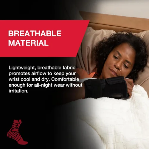 Vista 2 de MUELLER Sports Medicine Adjustable Night Support Wrist Brace, For Sleeping, Arm Compression worn Left or Right For Men and Women, Black, One