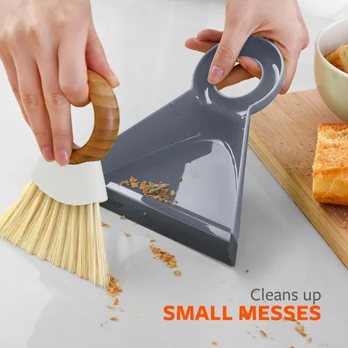 Vista 6 de Full Circle Tiny Team Mini Compact Brush & Dustpan Set, Portable Handheld Broom for Quick Cleanups, Ideal for Home, Bathroom, Kitchen Countertops.