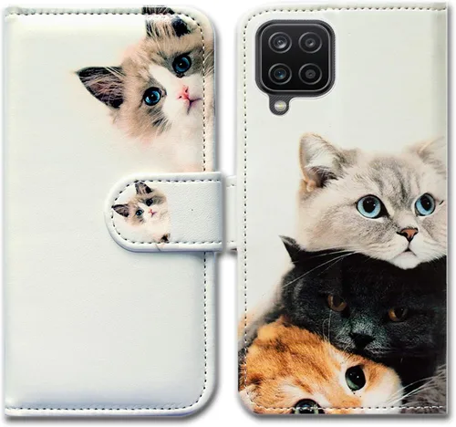 Vista 22 de Bcov Funda para Galaxy A12, funda de cuero con tapa y soporte para ranura para tarjeta y soporte para Samsung Galaxy A12 2021