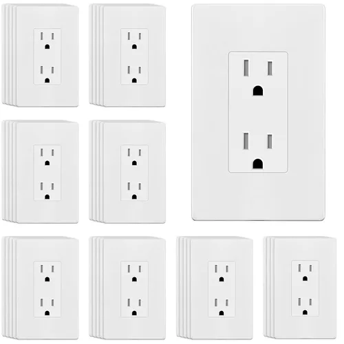 Vista 58 de ENERLITES, Silver Elite Series - Toma de corriente decorativa para niños, resistente a manipulaciones, autoconectable, 2 polos, grado residencial