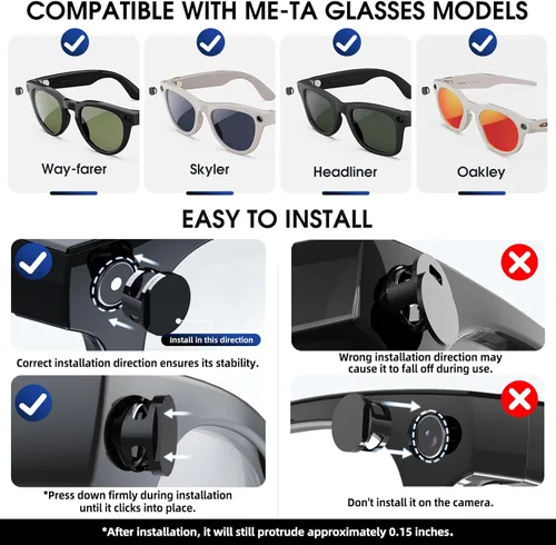 Vista 3 de Paquete de 2 fundas de bloqueo de luz LED para Ray-Ban Meta Wayfarer/Skyler/Headliner Gen2/Oakley Meta HSTN, accesorios para lentes inteligentes