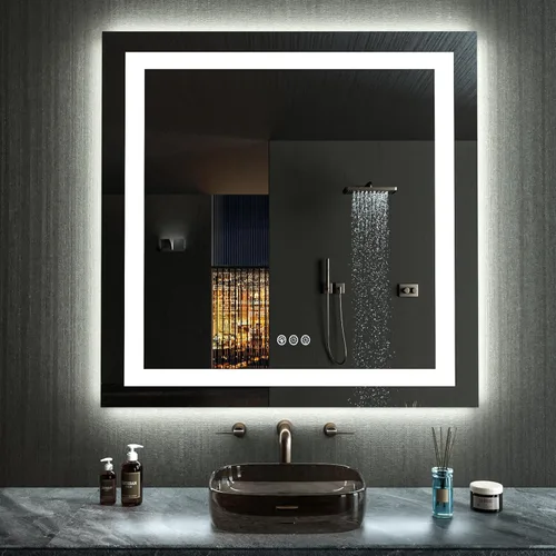Vista 41 de LOAAO Espejo de baño LED de 72 x 32 pulgadas con luces, antiniebla, regulable, retroiluminado + iluminado frontal, espejo de tocador de baño