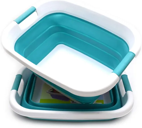 SAMMART Juego de 2-25 litros (6.6 galones) plegable para la ropa sucia/contenedor de almacenamiento plegable con bañera/organizador – Cesto portátil