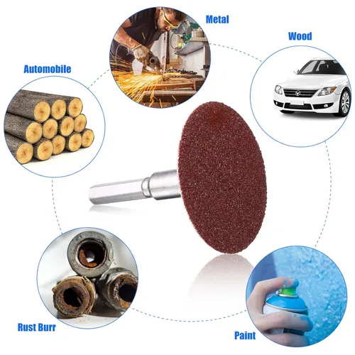 Vista 4 de Juego de 150 discos de lijado, accesorios para amoladora de troqueles, disco de lijado de 2 pulgadas, grano 36, grano 60, discos de bloqueo de rollo