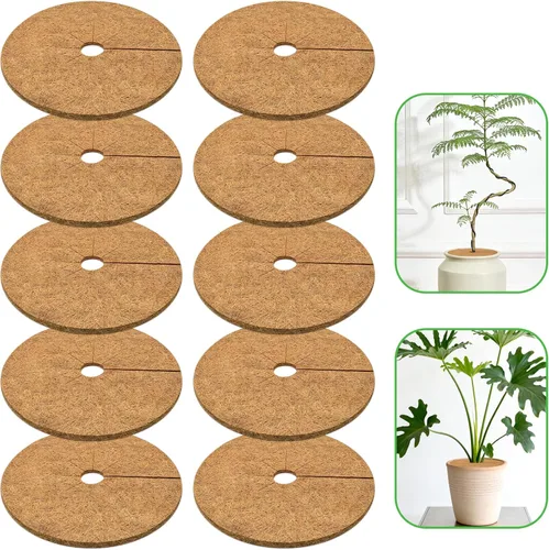 Vista 17 de ZeeDix Paquete de 3 anillos de mantillo de fibra de coco, 11.8 pulgadas de fibra de coco, tapete de mantillo de árbol de coco 100% natural