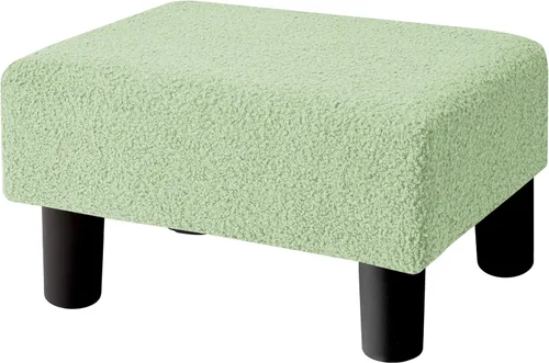 Vista 28 de BRIAN & DANY Taburete pequeño para pies, taburetes de lino con patas, reposapiés pequeño estable para sala de estar, beige