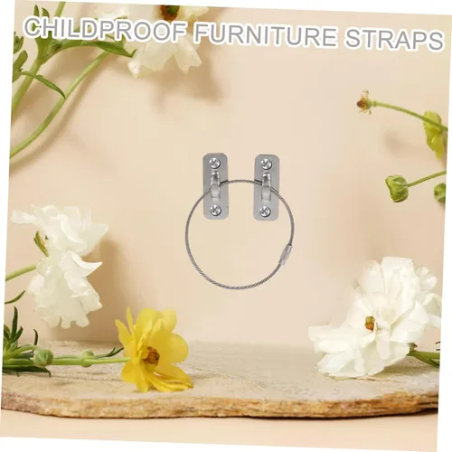 Vista 5 de BESTonZON Juego de 6 juegos de anclaje para muebles antipunta, correas de pared de acero inoxidable para armarios y estanterías resistentes a