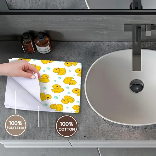 Vista 3 de 3dRose Cute Rubber Duck Pattern - Yellow Ducks - Kawaii Ducky Duckie - Duckies and soap Bubbles on White 11x12 Wash Cloth for Face and Body