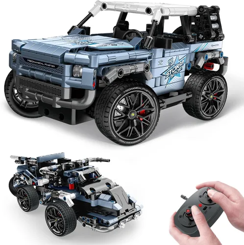 OWNONE 1 Kit de construcción de camioneta todoterreno 4x4, juguete de construcción STEM 2 en 1 con control remoto, juguete de construcción de autos