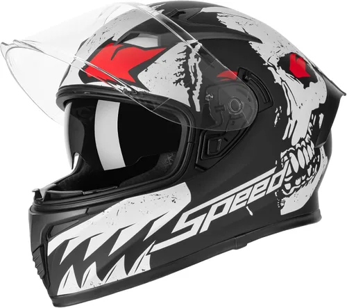 Vista 10 de CUTEY Full Face Motorcycle Helmet Lightweight Dual Visor DOT Approved Negro