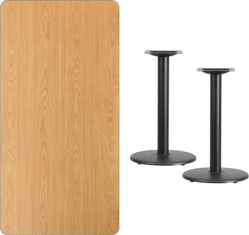 Vista 3 de Muebles de flash 30" x 60" mesa rectangular de laminado parte superior con 18" mesa redonda altura Bases, Tela, Natural