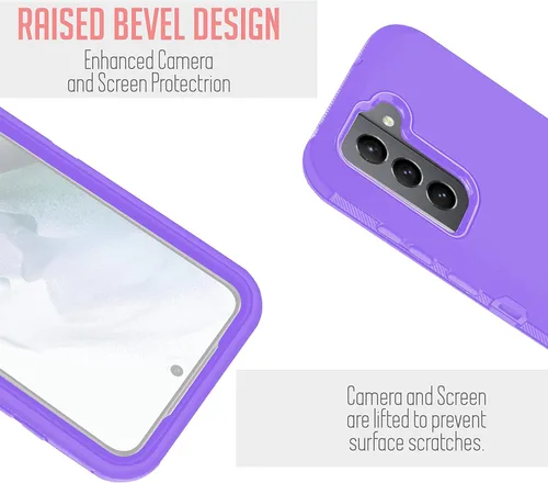 Vista 5 de Funda diseñada para Samsung Galaxy S21 FE 5G, protección de cuerpo completo, resistente con clip para cinturón con protector de pantalla integrado