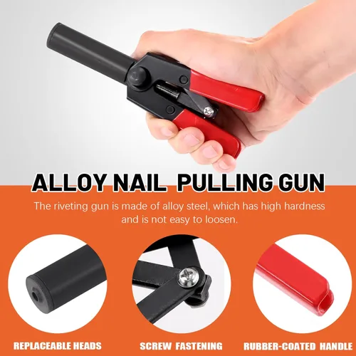 Vista 4 de Tanstic Juego de 47 pistolas de remache de plástico, incluye 40 remaches ciegos de nailon negro, remachador de mano, herramienta de extracción
