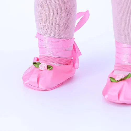 Vista 6 de Accesorios de ropa para muñecas de 18 pulgadas, juego de vestido de bailarina de ballet para muñecas de 18 pulgadas, incluye leotardo rosa, medias