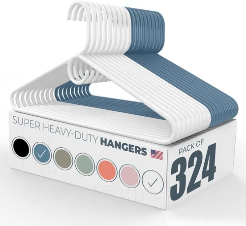 Vista 90 de Neaties Paquete de 6 perchas para ropa súper resistentes, fabricadas en los Estados Unidos, capacidad de 10 libras, perchas de plástico grueso