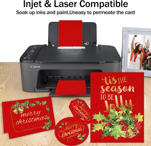 Vista 4 de 100 hojas de cartulina roja de 8.5 x 11 pulgadas, papel de construcción rojo Goefun de 80 libras para Navidad, San Valentín, invitaciones