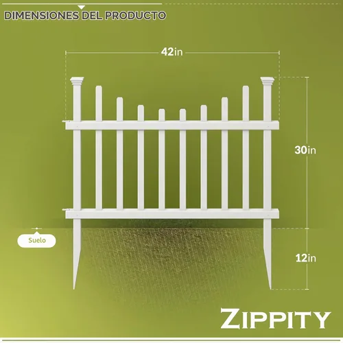 Vista 6 de Zippity Washington Picket Gate, kit de vinilo blanco sin excavación Puerta de Washington