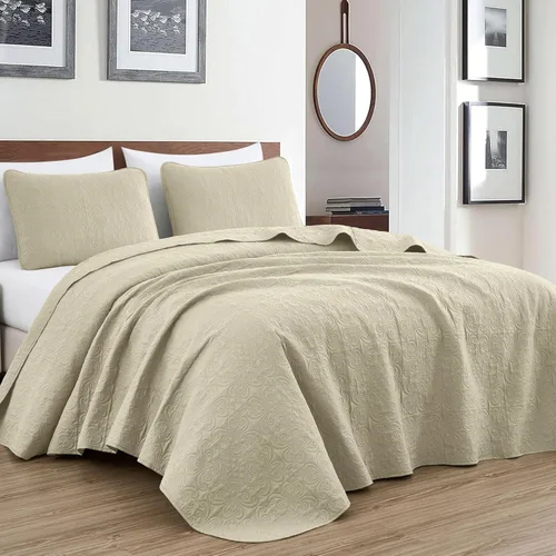 Vista 22 de Chezmoi Collection Luca - Juego de colcha de 3 piezas extragrande, tamaño king, verde azulado - Edredón de verano de microfibra ligera de 118 x 106