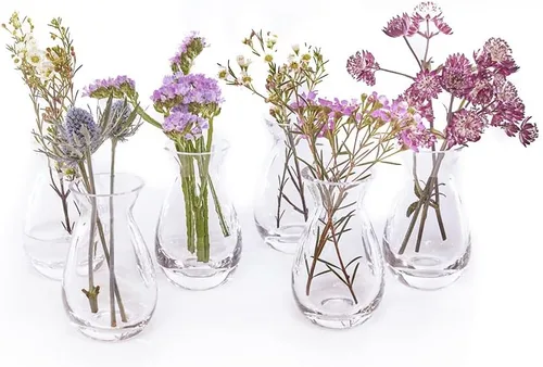 Vista 4 de CHIVE "George" - Jarrones de cristal para flores, juego de 5, pequeños y elegantes jarrones de cristal transparente, paquete a granel